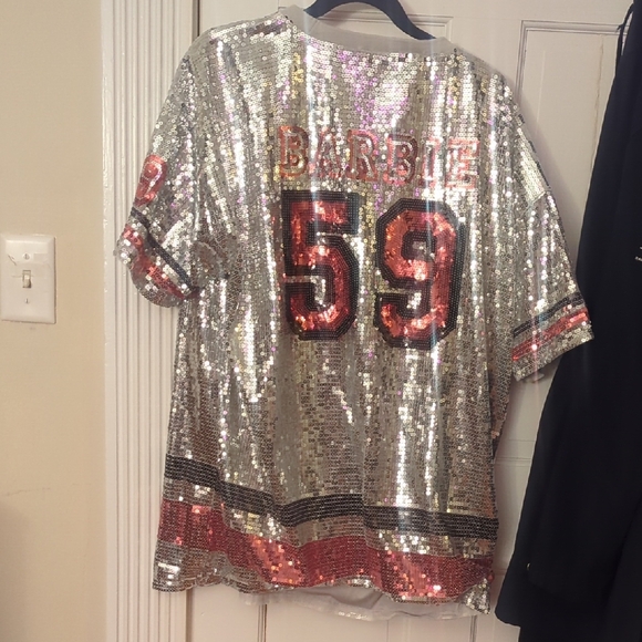 Barbie Glittering Silver and Pink Sequin T-Shirt Dress - Picture 3 of 3